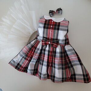 New Handmade Dress Stewart Tartan Dress with Crinoline for 18 Inch Dolls